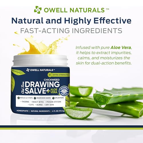 OWELL Naturals Drawing Salve ? Fast Acting for Ingrown Hairs, Boils, Bumps, Cysts & Splinters ? Clear Non-Staining Formula for Bikini Line, Underarms & Sensitive Skin ? 4 oz