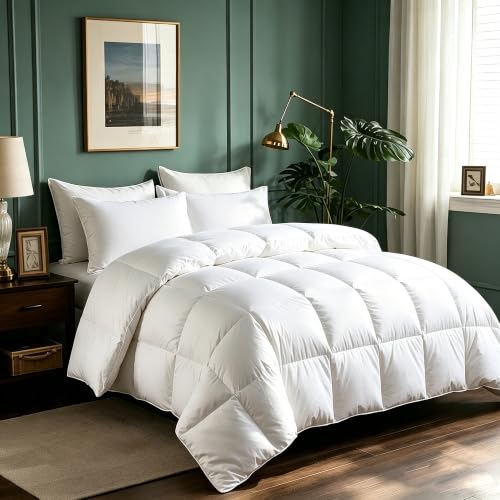 White Goose Feather Down Fiber Comforter King Size All Season Duvet Insert