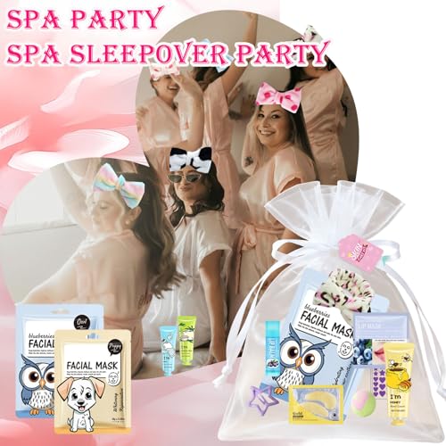 72PCS Spa Party Supplies for Women, Spa Party Favors Include Face Masks,Hand Cream,spa Headband, Foot Bath Bombs,Spa Birthday and Sleepover Party Supplies for Women