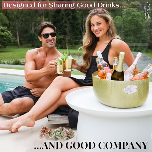 Gusto Nostro Gold Beverage Tub 22 Qt Large Drink Cooler for Parties & Outdoor Events
