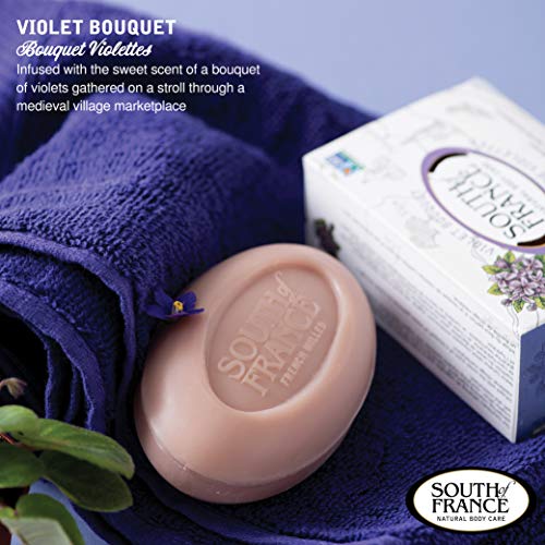 Violet Scented Triple-Milled French Body Soap with Shea Butter - 6 oz Bar (Pack of 4) | Vegan & Non-GMO