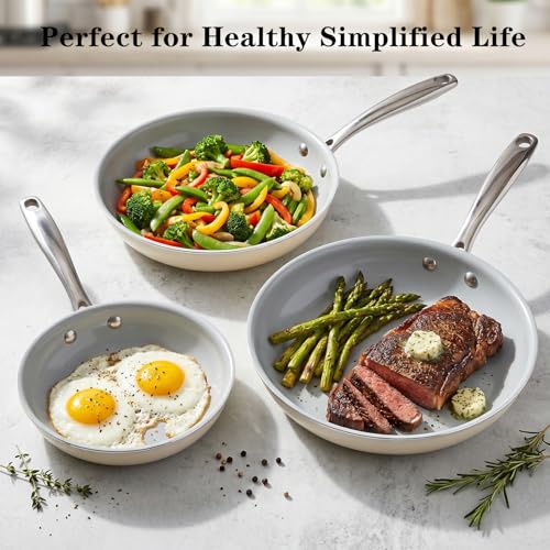 Cookware Ceramic Nonstick Frying Pans: 3Pieces Non Stick Skillet 8
