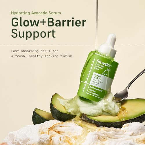Hydrating Avocado Serum with Hyaluronic Acid & Vitamin B3 - Fragrance-Free, Vegan, 1 Fl Oz