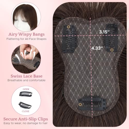 SEGO Human Hair Hair Topper for Women 10 Inch Dark Brown Shedding Free