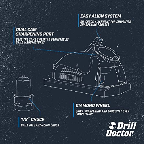 Drill Doctor DD350X Drill Bit Sharpener - Pack of 1, Professional Drill & Light Metal Sharpening