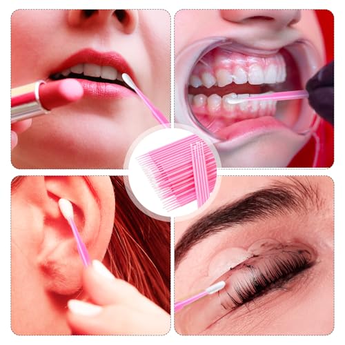 Yaomiao 3000 Pcs Eyelash Extension Supplies Kit Glue Rings for Eyelash Extensions Disposable Heart Shape Lash Rings, Eyelash Brush Mascara Wand Cotton Swabs for Beauty Salon Eyelash Extensions, Pink