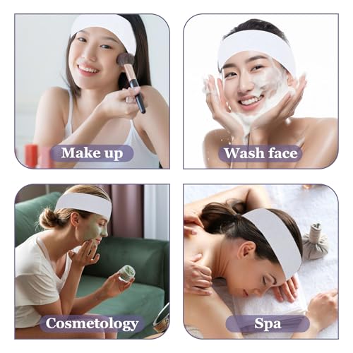 Disposable Spa Facial Headbands Pack of 150 - Soft Breathable Elastic Hair Wraps with Adjustable Closure for Skincare & Makeup - One Size Fits Most