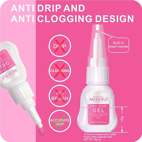 Nail Glue & Remover Kit - Long-Lasting Gel, Quick Removal, 1 Fl Oz - Professional Bundle