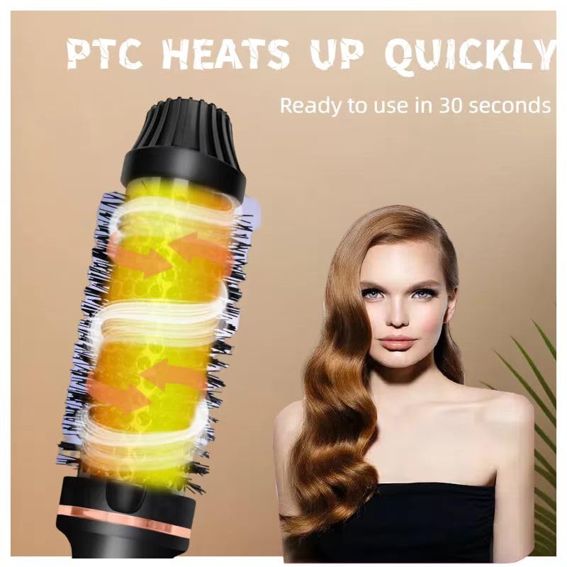 IUI Beauty Thermal Brush, IUI Beauty 3-in-1 Negative Ion Thermal Brush, Perfect Style in 30 Seconds, Snag-Free bristles for a Smooth, Seamless Glide, Up to 410°F Leafverve((Black)