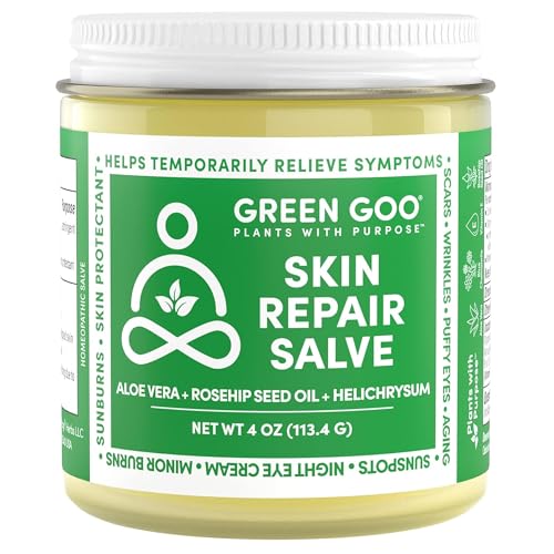 Green Goo Skin Repair Healing Salve, Natural Body & Face Moisturizer with Aloe Vera, Improves Skin's Appearance, Great for Scarring & Wrinkles, 4 Oz