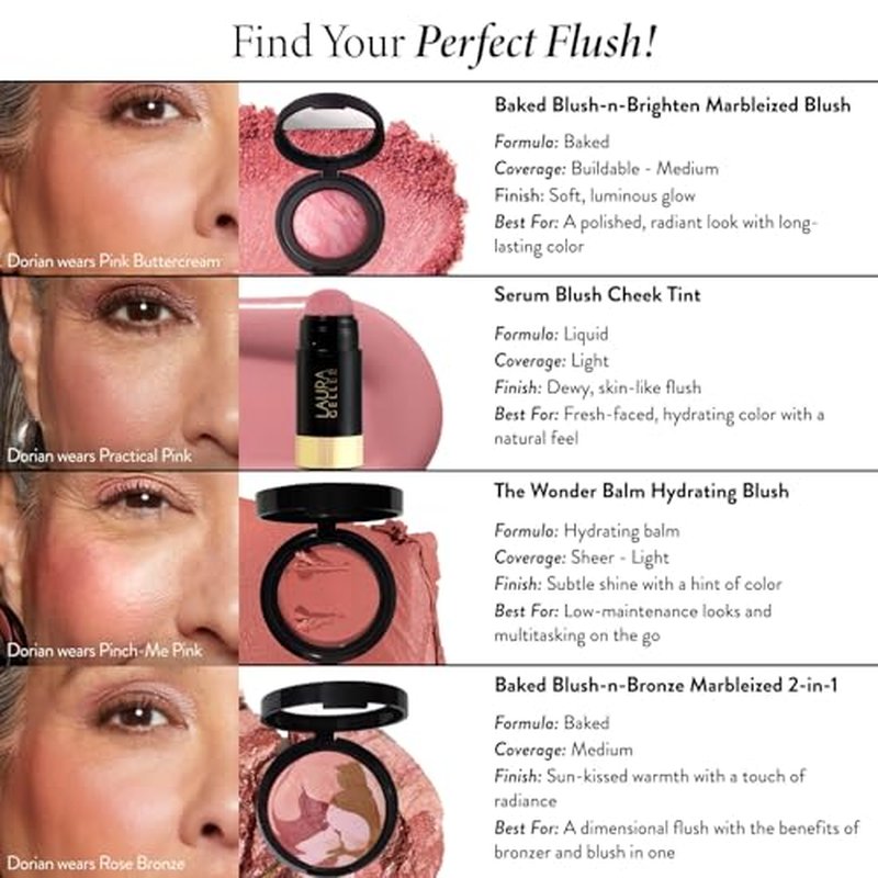 LAURA GELLER NEW YORK Baked Blush-n-Brighten Marbleized Blush for Cheeks - Starfish Island - Natural Finish - Buildable Color