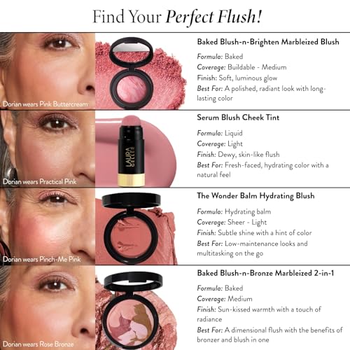 LAURA GELLER NEW YORK Baked Blush-n-Brighten Marbleized Blush for Cheeks - Pink Buttercream - Natural Finish - Buildable Color (Pack of 2)