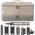 for Dyson Airwrap Travel Case, Shark Flex Style Case, Hair Dryer Travel Bag, Shark Hair Dryer Storage, Airstraight Air Wrap Flexstyle Fusion Organizer, Dyson Travel Bag (Beige & Gray)