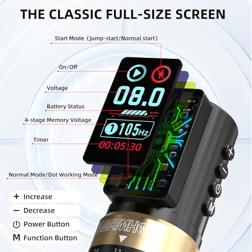 Wormhole Wireless Tattoo Pen with 2300mAh Battery, Black - Multi-Function Professional Machine