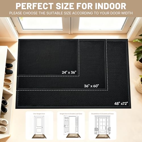 Black 4' x 6' Commercial Rubber Entrance Mat - Heavy Duty Indoor Outdoor Door