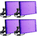 4 Pack 300W UV LED Blacklight - Neon Glow Party Lights, 395-400nm