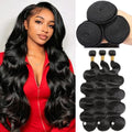 3 Bundles Human Hair Extensions - Body Wave 16 18 20 Inch Natural Black
