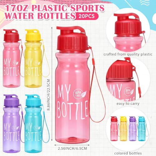 Set of 60 Colorful Backpacks Water Bottles & Pencil Pouches - Green, Blue, Orange, Fuchsia