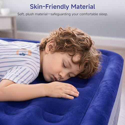 Sebor Blue 18-Inch Twin Self-Inflating Air Mattress with Built-In Pump & Storage Bag