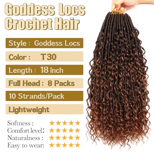 CooCooJoo 8 Pack Goddess Faux Locs Crochet Hair 18 Inch for Black Women T30