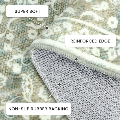 SILOLLOOM Vintage Sage Green Floral Hallway Runner Rug 2.6x16 ft Non-Slip