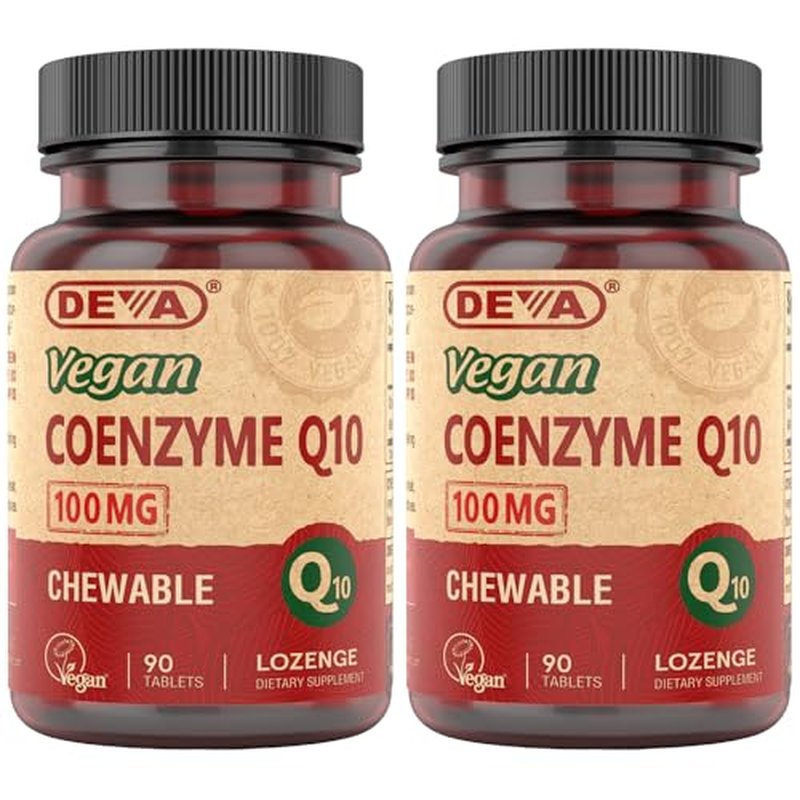 DEVA Vegan Vitamins Coenzyme Q10 100mg - Potent & Affordable in One Bottle - Chewable, 90 Tablets, (Pack of 2)