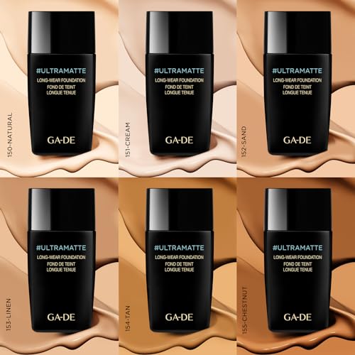 GA-DE Ultramate Long-Wear Foundation, 155 - Sweat-Resistant and No-Transfer Cream Foundation - Face Makeup for Flawless Ultra-Matte Finish - 1 oz