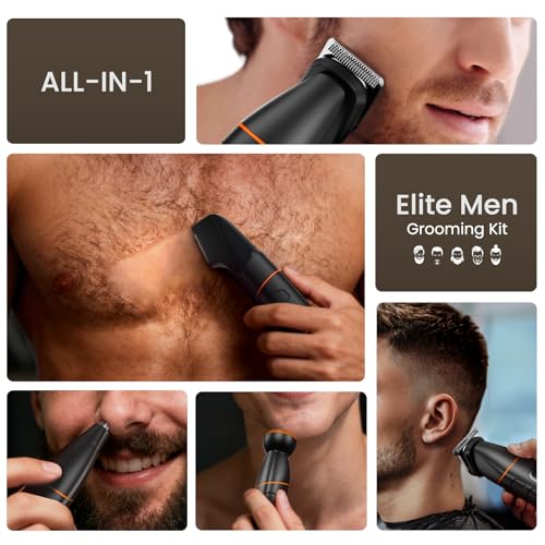Manscape All-in-One Body & Pubic Hair Trimmer for Men, No-Nick Groin & Ball Shaver, Waterproof Mens Electric Grooming Kit with LED Display, USB Rechargeable (Black)