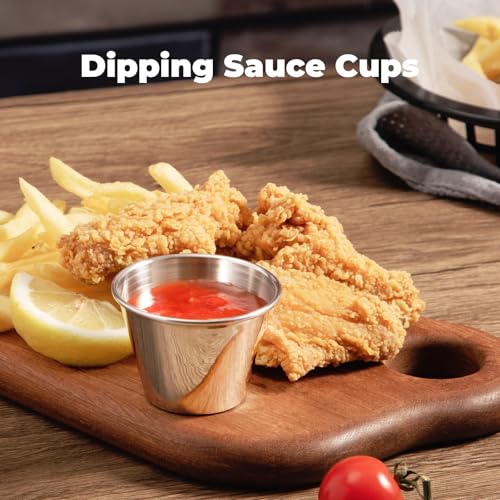 120 Pack Stainless Steel Dipping Sauce Cups 2.5 oz Reusable Condiment Ramekins