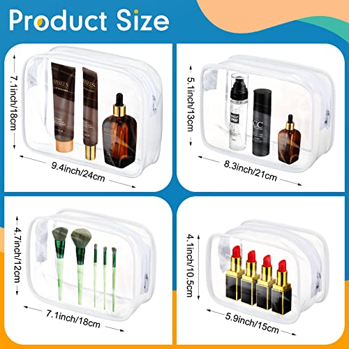 12 Pack Clear Waterproof Makeup & Toiletry Bags with Zippers - Travel Organizer Set