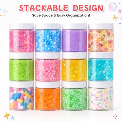 48 Pack 4 Oz Plastic Jars with White Lids - Small Food & Cosmetic Containers