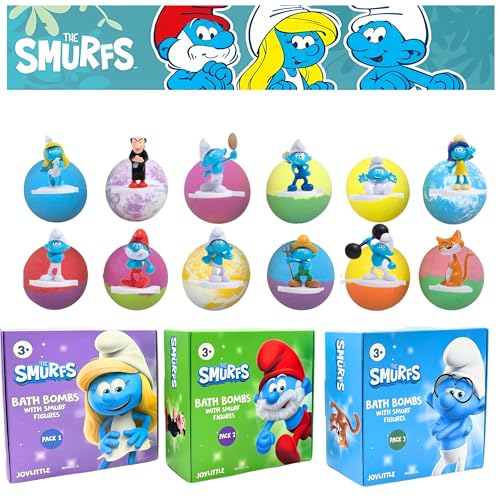 Smurfs Bath Bombs with Action Figures - Pack 1 - Lavender, Jasmine, Rose, Gardenia