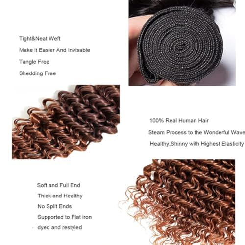 Deep Wave Human Hair Bundle 30 Inch - Omber 1B/4/30 Brazilian Virgin Hair