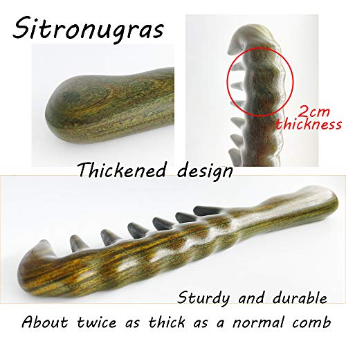 Green Sandalwood Wide Tooth Hair Comb for Thick Curly Hair - Massage & No Static - With Free Storage Pouch