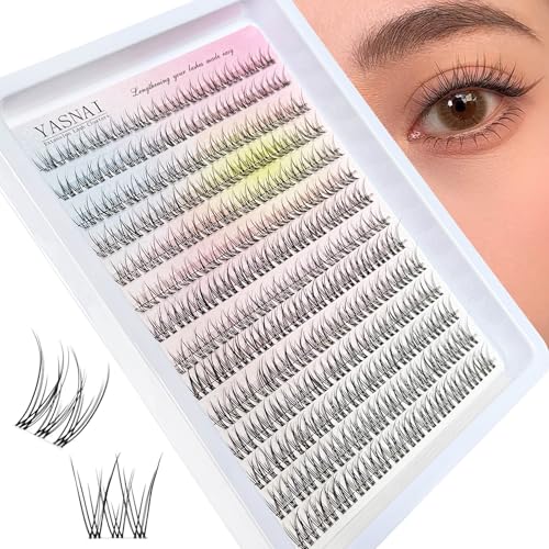 Lash Clusters Natural Look Wispy C Curl Lash Extensions, Natural Lash Clusters Clear Band 8-12MM 168pcs DIY Eyelash Extension, Yasnai Individual Eyelash Clusters DIY at Home
