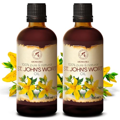 AROMATIKA St Johns Wort Oil 6.8 oz (2 x 3.4 fl oz) - Hypericum Perforatum Carrier Oil for Skin Hair & Body