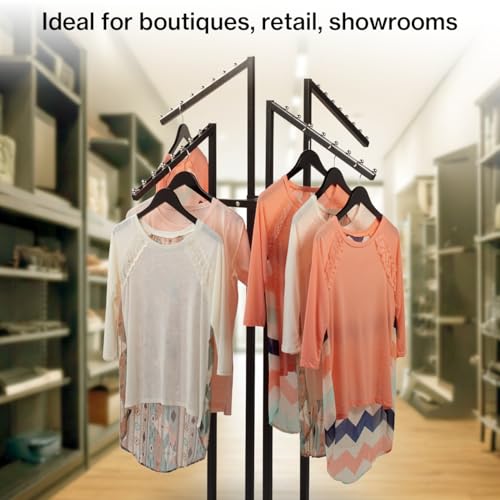Black 4-Way Adjustable Clothing Rack with Slanted Arms - SSWBasics