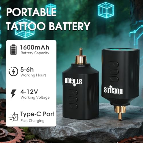 Wireless Tattoo Kit with Rotary Pen, 20 Needles, 11 Ink, Practice Skin & Batteries