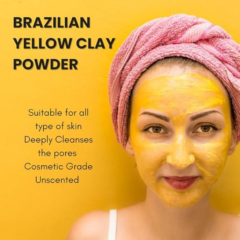Brazilian Yellow Clay Powder 114 g - Natural | Cosmetic clay powder for Skin Care| Face Mask | Soap Making