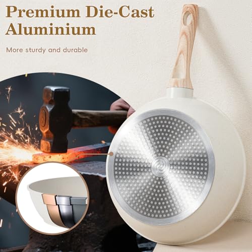SODAY White Granite Non-Stick 12-Piece Cookware Set for Induction Stovetop