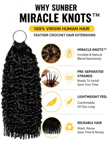 Natural Black Burmese Curly Crochet Hair 16 Inch Knotless Feather Human Hair