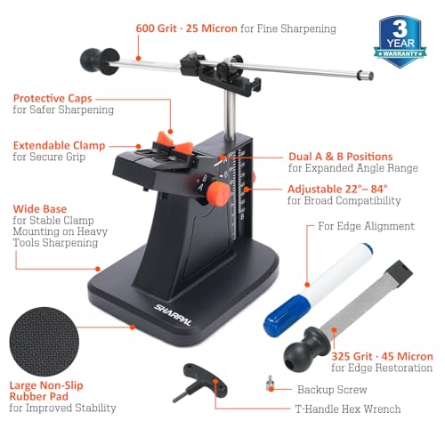 Full Sharpening Set for Scissors & Blades - Adjustable Angle, Diamond Plates