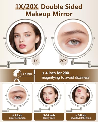 DECLUTTR 9-Inch Lighted Makeup Mirror with 1X/20X Magnification & Nickel LED Variation