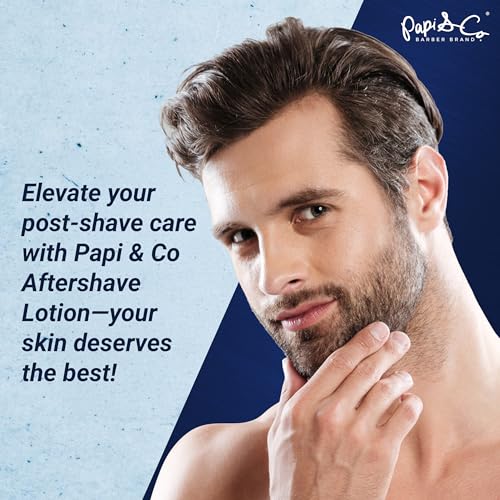 PAPI & CO. After Shave Lotion for Men, Refreshing Post Shave Body Lotion with Menthol & Lettuce Leaf Extract, Toning Aftershave with Exclusive Fragrance, Daily Grooming Care, 250 mL / 8.45 fl oz