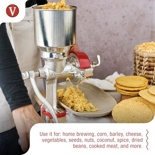 Victoria Manual Cast Iron Grain Mill 2400g with High Hopper - Durable Hand Grinder