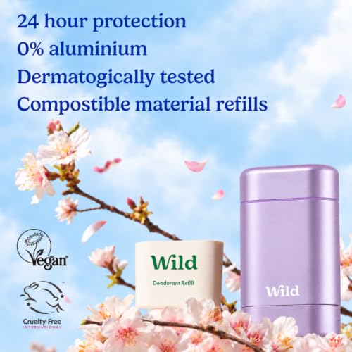 Wild Aluminum Free Natural Deodorant Starter Kit - Refillable Case & 3 Scents - Women's Fresh Variety