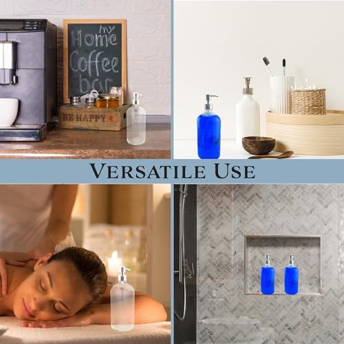Clear Glass Lotion Pump Dispenser 8oz - 4 Pack | BPA-Free Pump Topper, Suitable for Soap & Lotion