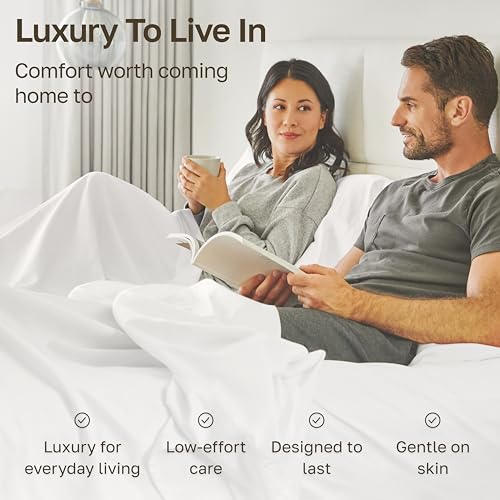 California Design Den Queen Bed Sheets Bright White 100% Egyptian Cotton