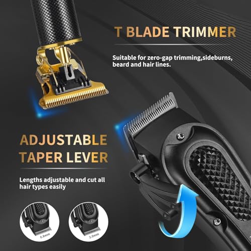 LQT¢ç Men's Professional Hair Clippers Kit£¬Cordless & Corded Barber Clippers Set£¬Grooming Rechargeable Beard Trimmer with Adjustable Blade Black