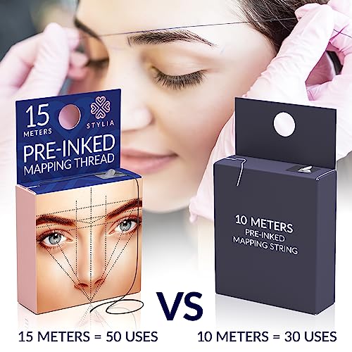 Microblading Supplies Pre-Inked Eyebrow Mapping String - 4 Pack, 60 Meters, Ultra-Thin, Mess-Free, Hypoallergenic, Cosmetic Grade